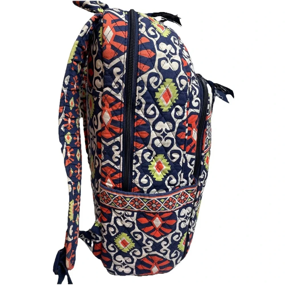 Vera Bradley Quilted Backpack Filigree Cotton Orange White School Travel